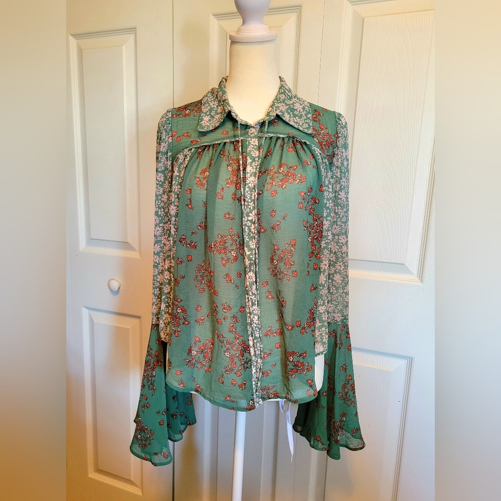 Free People Emerald combo blouse